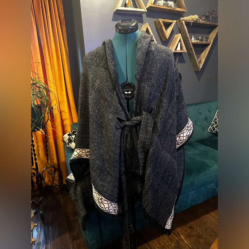 Celtic Fusion Wool Poncho Jacket